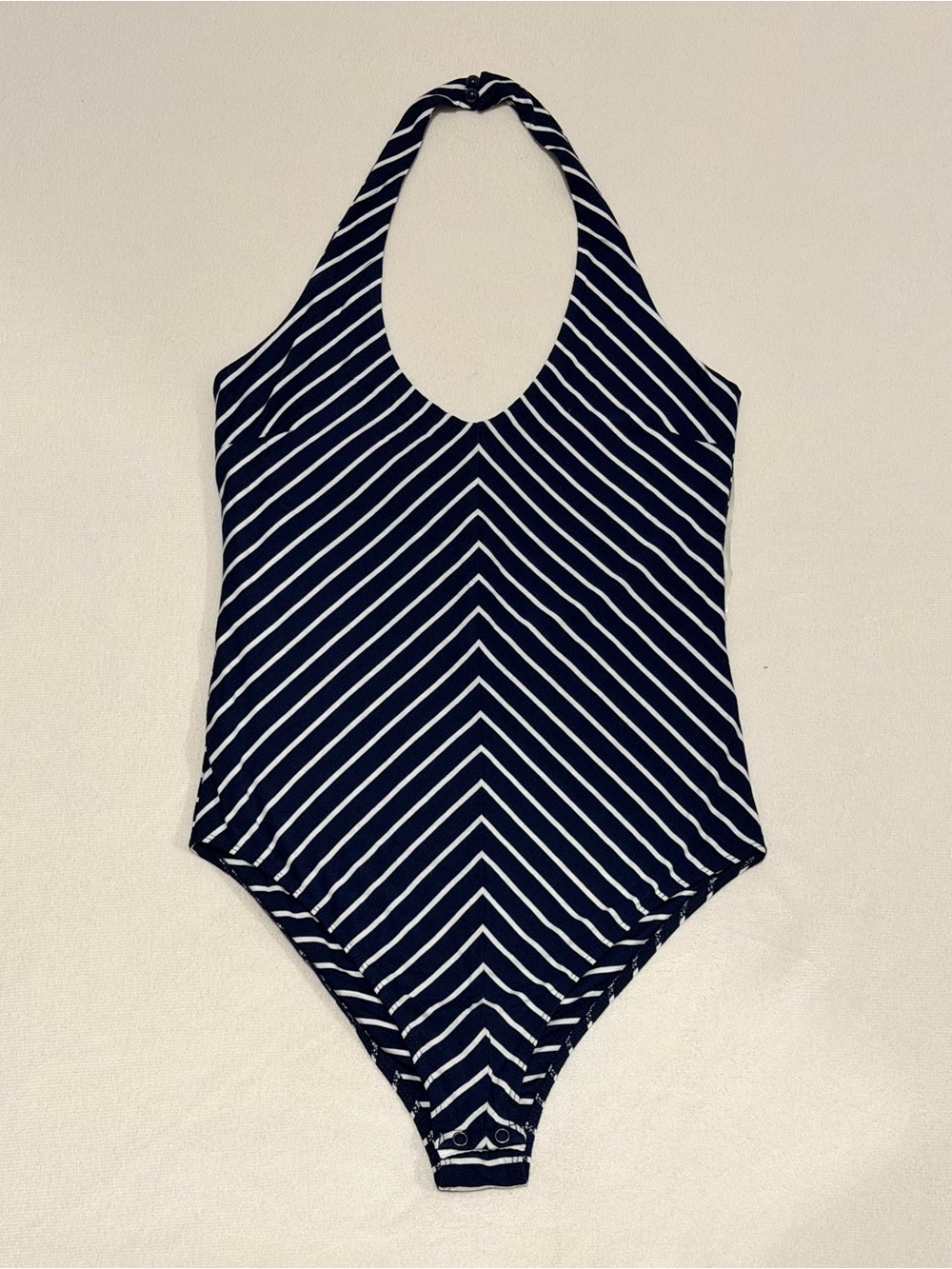 Prince & Fox Navy and White Striped Halter Bodysuit